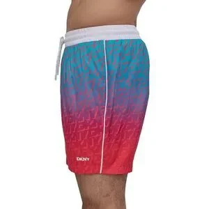 Dkny Men's Logo Standard Fit Swim Shorts In White